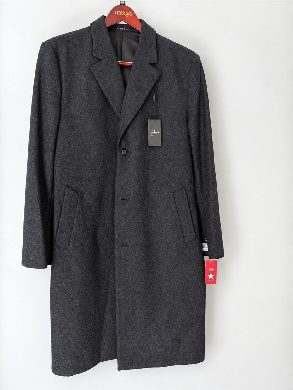 London Fog Signature Men’s Wool Blend Charcoal Overcoat 46L NWT